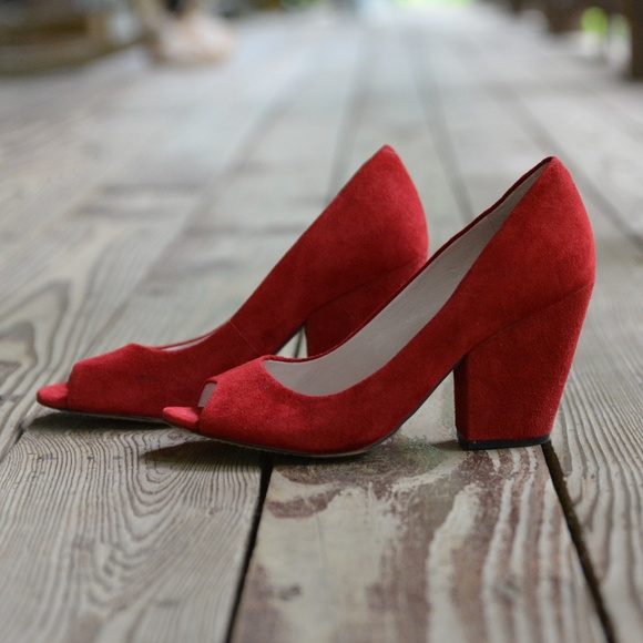 Vince Camuto Shoes - Red peep-toe block heel Vince Camuto heels